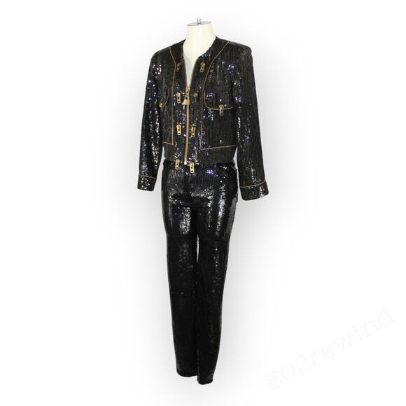 XS/S 80s Vintage Jeanette for St Martin Sequin Zipper Jacket & Pant Kastenberg - Picture 14 of 16